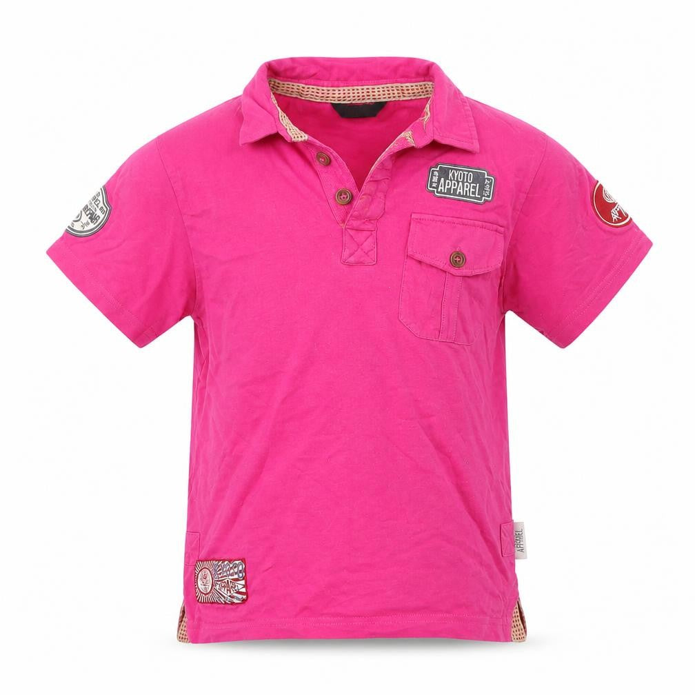 Front view of George boys’ pink 100% cotton basic polo, size 8-9, years collared