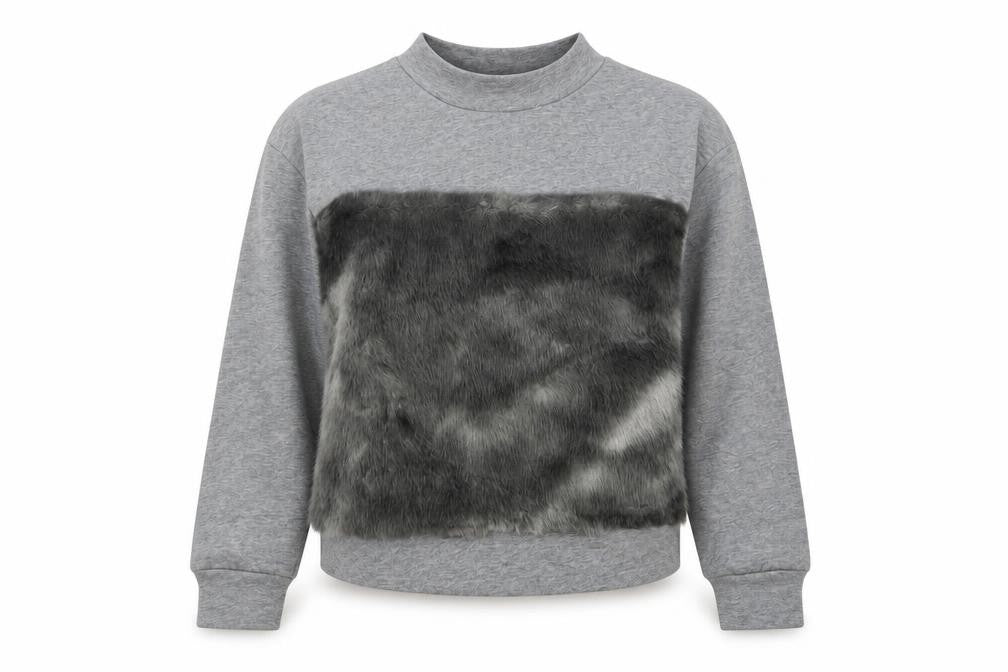 Front view of Oh My live women’s grey cotton pullover sweatshirt, size S
