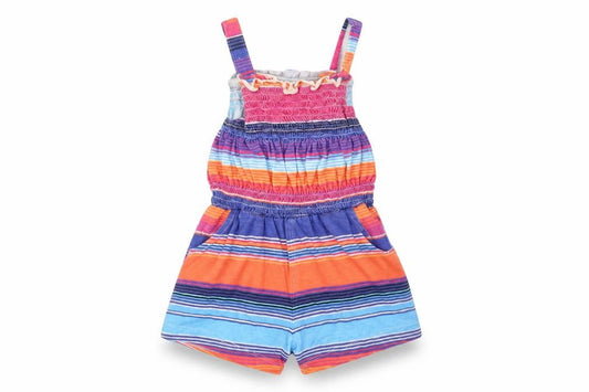Front view of Blue Zoo Baby Multicoloured Striped Cotton Babygrow One-Piece, size 12-18, Months