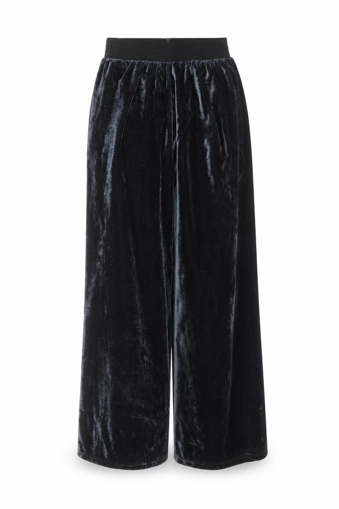 Front view of Yappa women’s blue polyester trousers, size UK 8, 21-inch leg regular