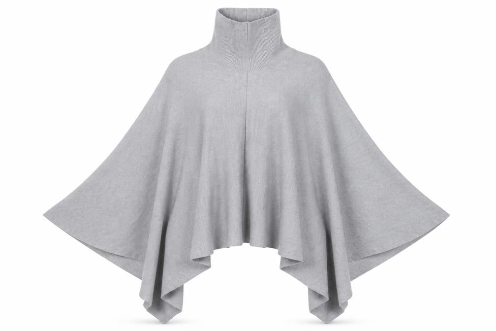 Front view of Preworn women’s grey overcoat poncho one size