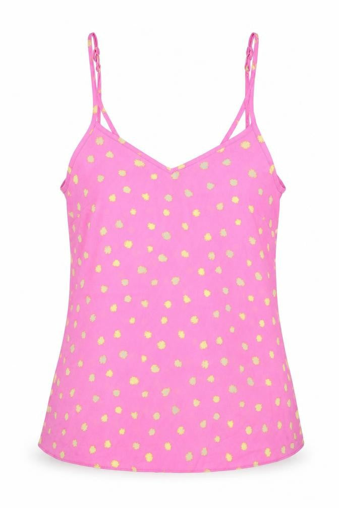Primark Womens Pink Polka Dot Polyester Camisole Tank Size 8 V-Neck - Yellow