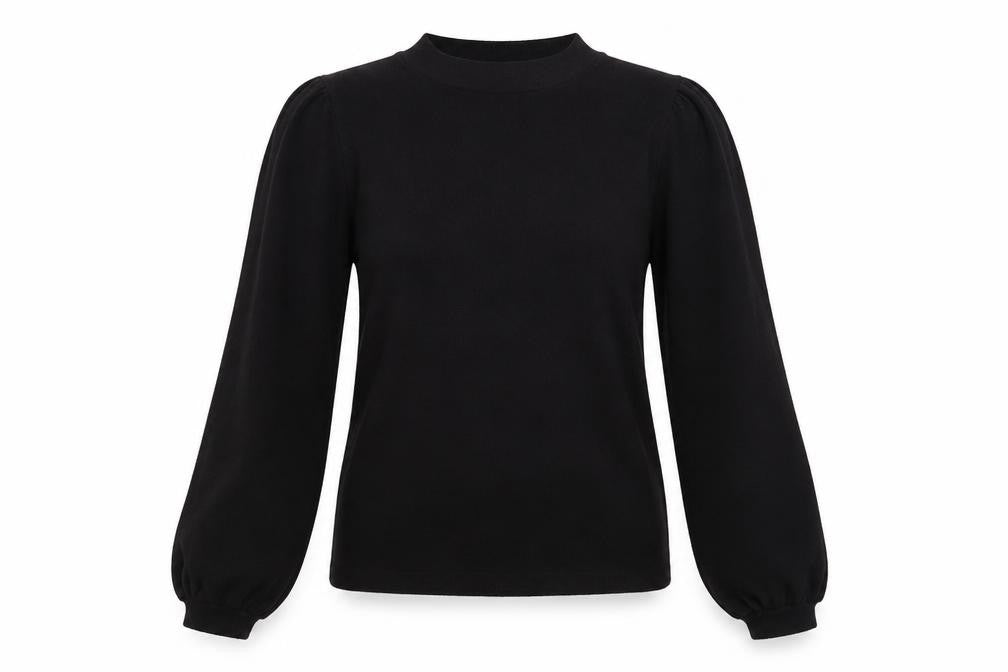 Front view of New Look women’s black high neck polyester jumper, size S