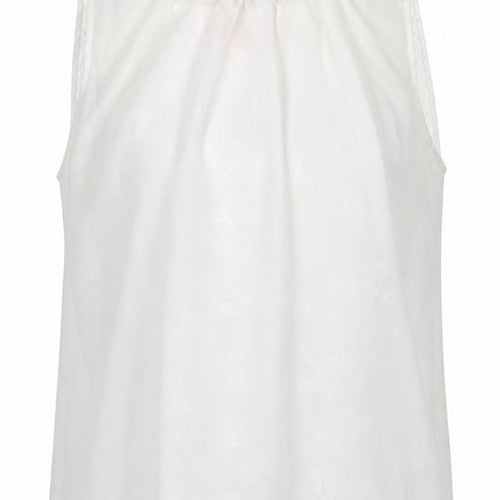Grace and Mila Womens White Floral Polyester Basic Tank Size M High Neck - Lace Detail