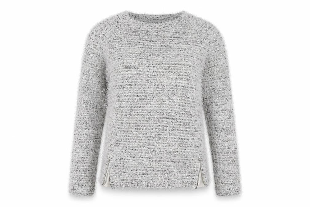 Front view of Matalan girls’ grey crew neck polyester jumper, size 12-13, years