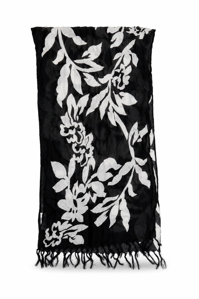 Preworn Womens Black Floral Viscose  Shawl/Wrap