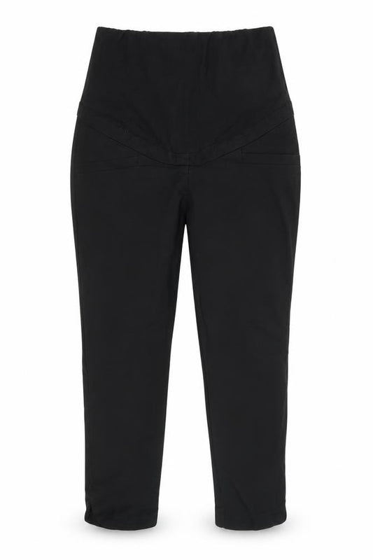 Front view of H&M women’s black cotton cropped jeans, size UK 10, 24-inch leg regular