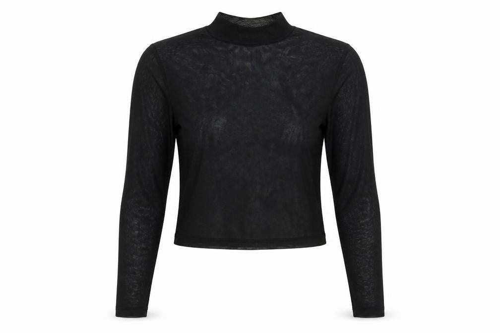 ASOS Womens Black  Polyamide Basic Blouse Size 8 Mock Neck