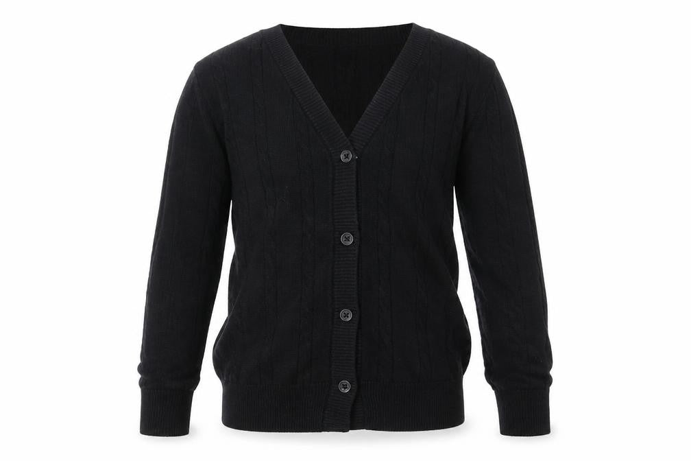Debenhams Girls Black V-Neck  Cotton Cardigan Jumper Size 5-6 Years