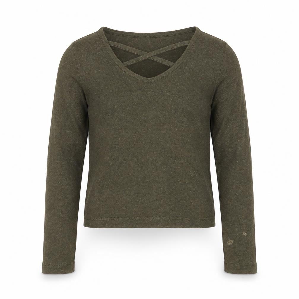 Evie Girls Green Scoop Neck  Cotton Pullover Jumper Size 9-10 Years