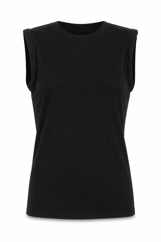 Front view of ASOS women’s black modal basic tank, size UK 8, round neck