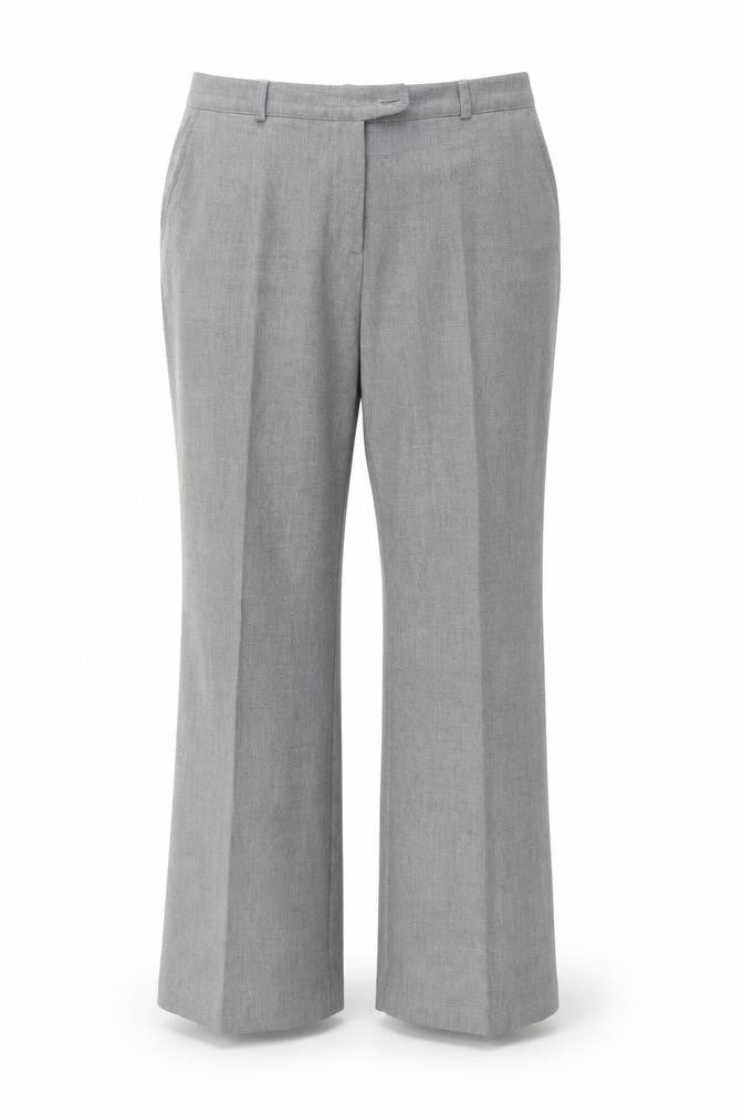 Front view of Tyler women’s grey polyester trousers, size UK 18, 29-inch leg regular