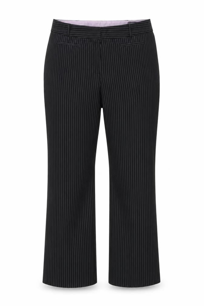 BHS Womens Black Striped Polyester Dress Pants Trousers Size 16 L30 in Regular