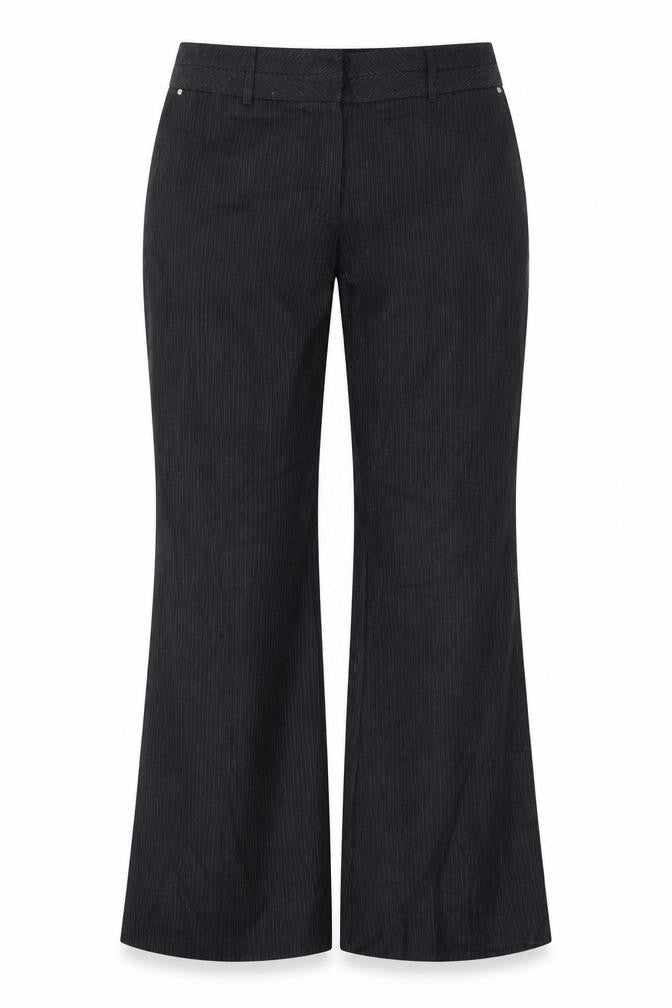 Marks and Spencer Womens Black Striped Polyester Trousers  Size 12 L28 in Regular