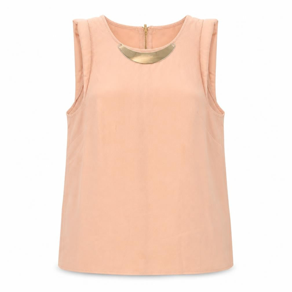 Paper Scissors Womens Pink  Polyester Basic Tank Size 8 Round Neck - Necklace Attached
