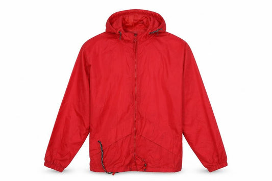 Front view of Igel men’s red rain coat jacket, size S