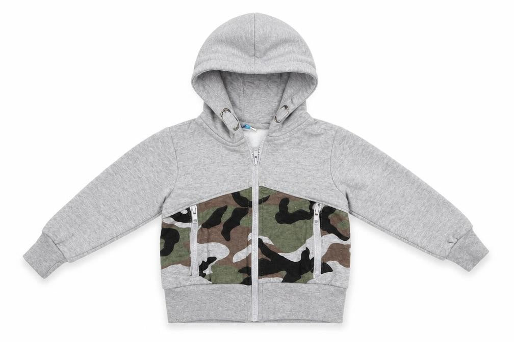 Hullabaloo Boys Grey  Cotton Full Zip Hoodie Size 2-3 Years