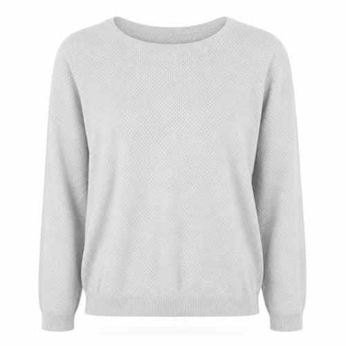 VERO MODA Womens Grey Round Neck  Cotton Pullover Jumper Size XL   - Fine open knit Pale Grey