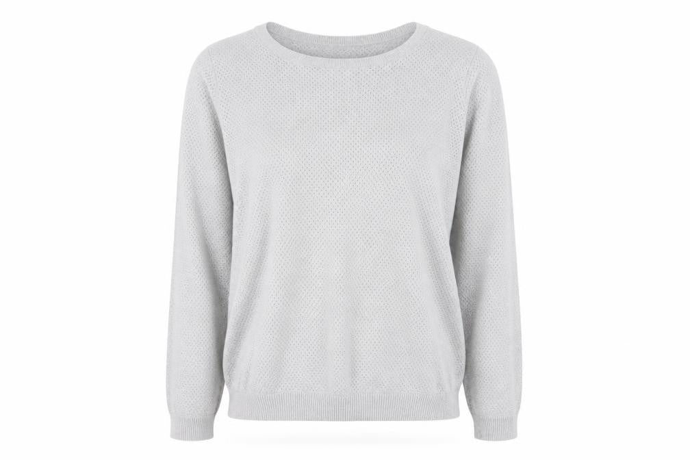 VERO MODA Womens Grey Round Neck  Cotton Pullover Jumper Size XL   - Fine open knit Pale Grey