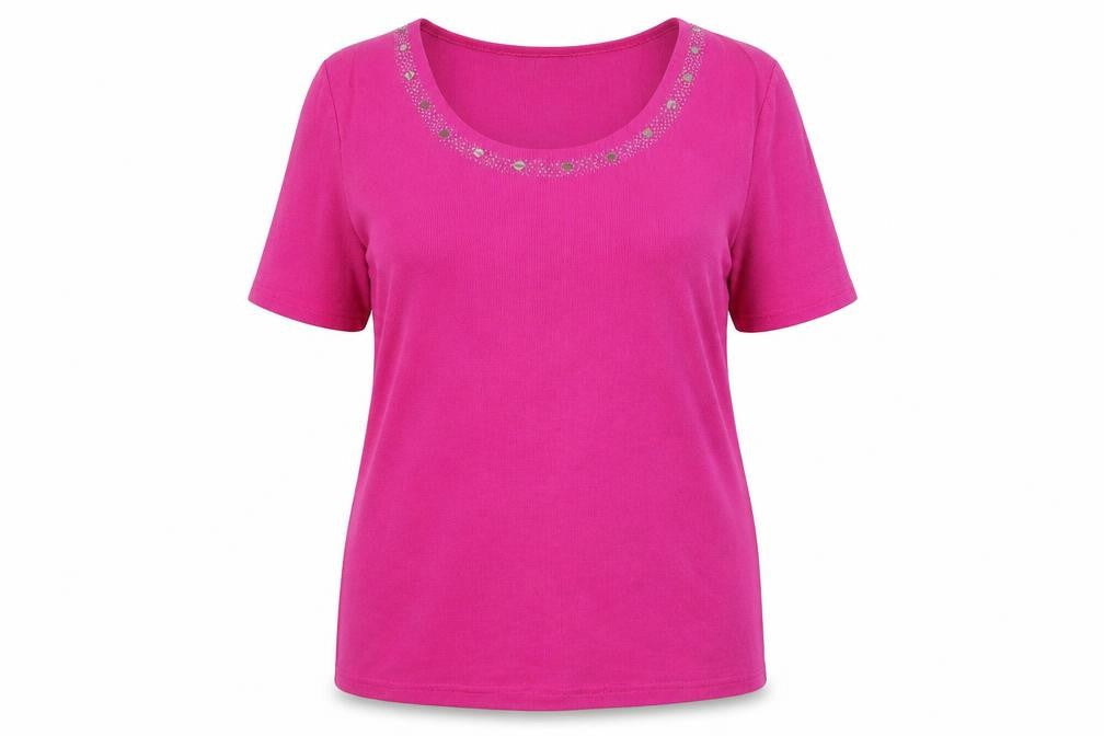 CC Womens Pink  Cotton Tunic T-Shirt Size XL Round Neck - Detailed neckline