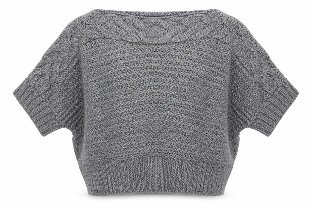 Front view of Marks & Spencer men’s grey round neck acrylic jumper, size L