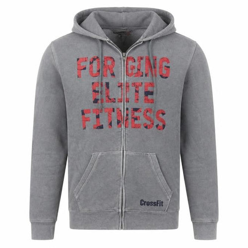 Reebok Mens Grey  Cotton Full Zip Hoodie Size M   - FORGING ELITE FITNESS