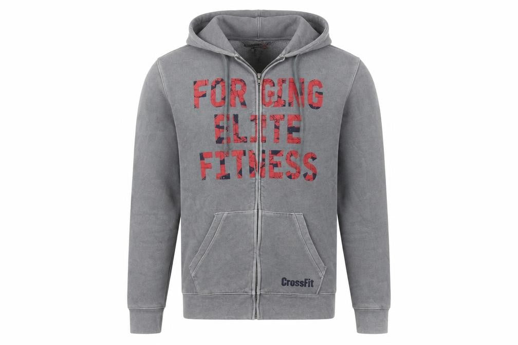 Reebok Mens Grey  Cotton Full Zip Hoodie Size M   - FORGING ELITE FITNESS