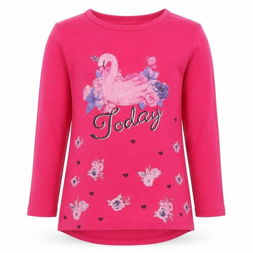 MISS BUNNY Girls Pink Floral  Basic T-Shirt Size 10 Years Round Neck  - SWAN  TODAY