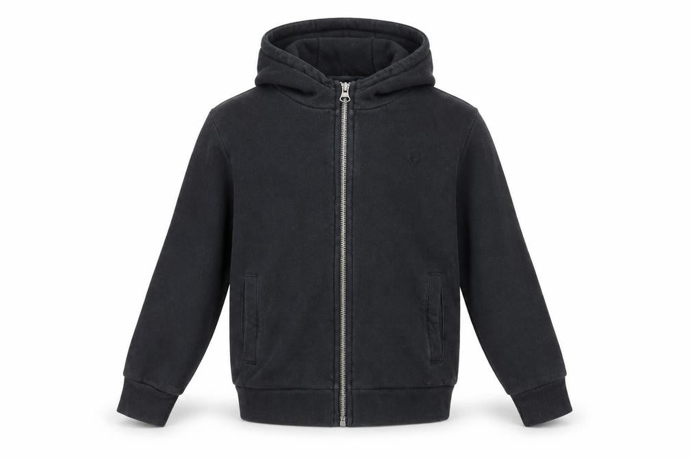 NEXT Boys Black  Cotton Full Zip Hoodie Size 6 Years   - Stag Logo