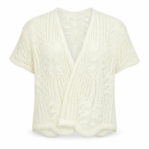 elite Womens White V-Neck  Acrylic Cardigan Jumper Size M