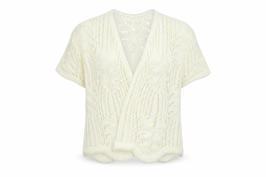 elite Womens White V-Neck  Acrylic Cardigan Jumper Size M