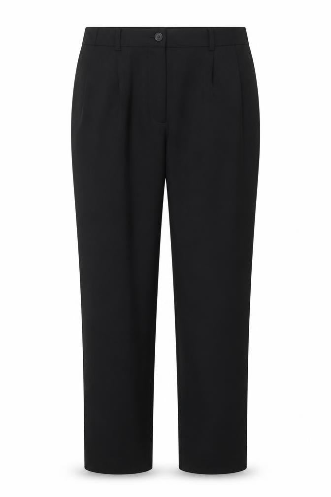 Front view of Taylor & Wright women’s black polyester trousers, size UK 38, in, 32-inch leg regular
