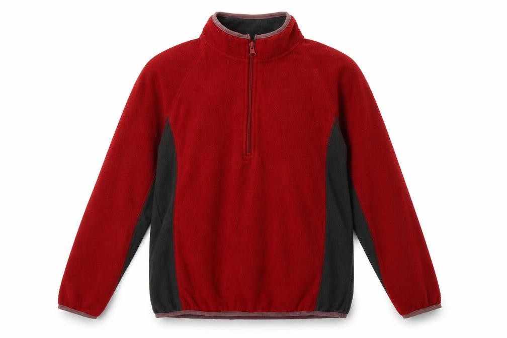 Front view of Tiso women’s red colourblock polyester henley sweatshirt, size XS