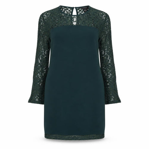 New Look Womens Green Floral Polyester Sheath  Size 12  Round Neck