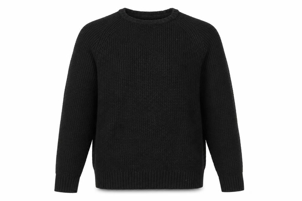 Front view of Label Lab men’s green round neck cotton jumper, size M