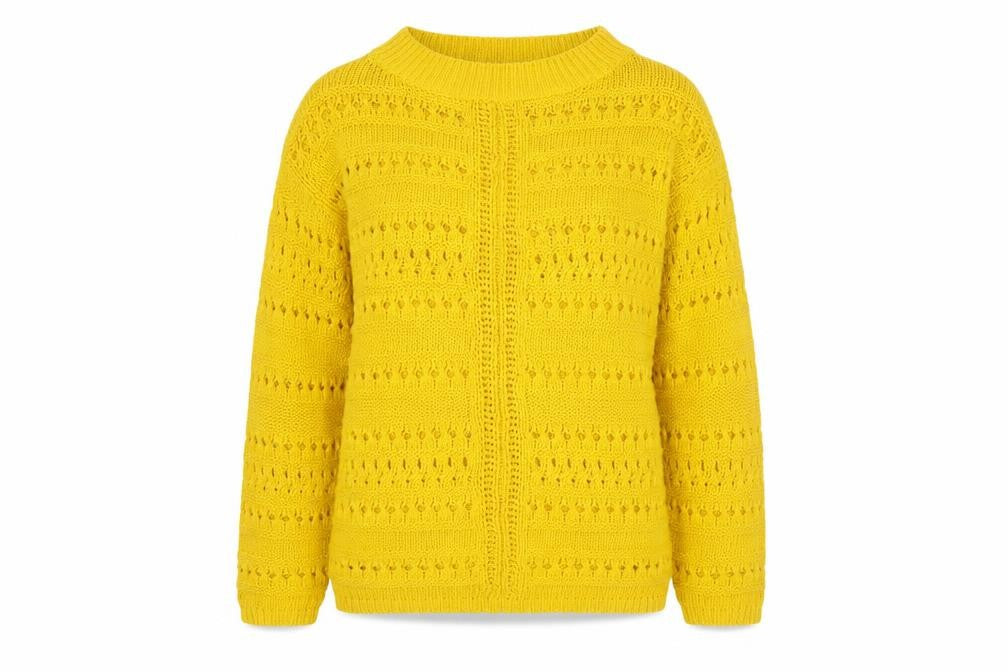 Front view of Matalan women’s yellow round neck cotton jumper, size M