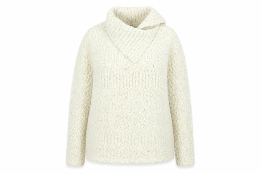 alexare Womens White Collared  Polyester Pullover Jumper Size L