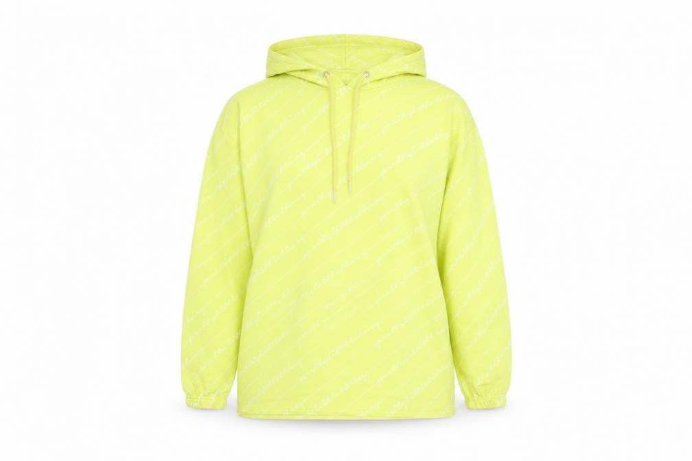 Front view of PRETTYLITTLETHING women’s yellow cotton pullover sweatshirt, size UK 6, - pretty little thing
