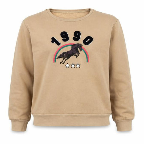 Marks and' Girls Brown Animal Print Cotton Pullover Sweatshirt Size 10-11 Years   - Camel Colour Jumping Horse 1990