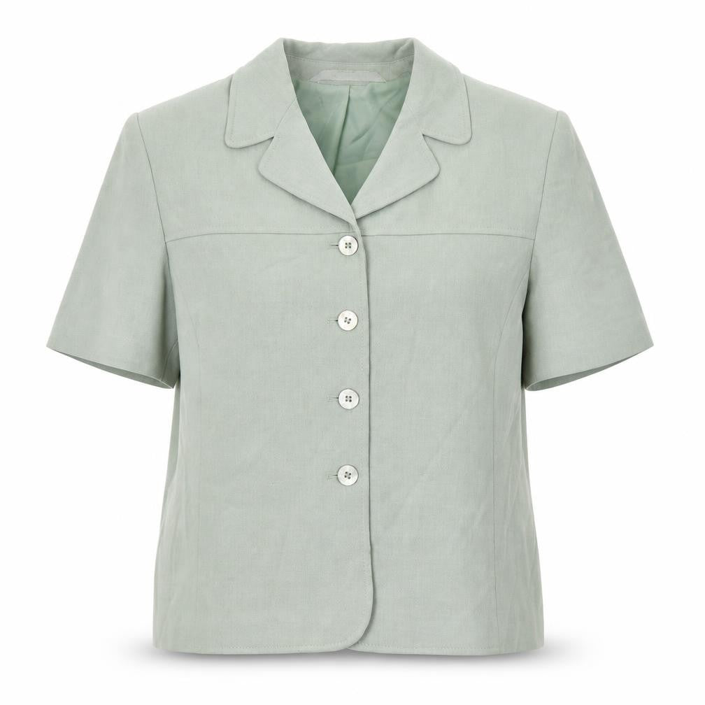 Front view of Marks & Spencer women’s green jacket blazer, size UK 18
