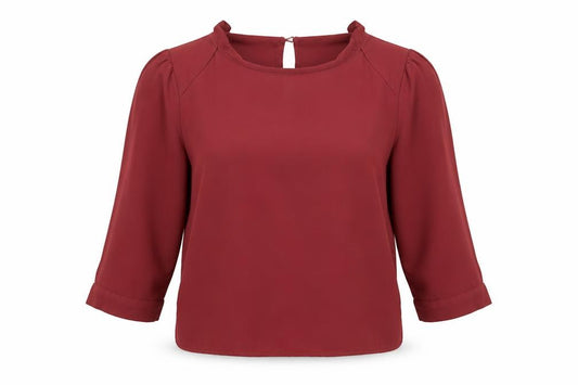 Front view of Oasis women’s pink polyester basic blouse, size UK 10, round neck