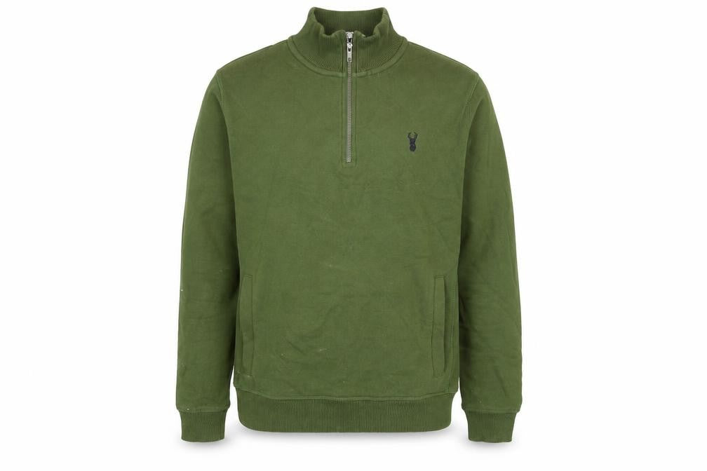 Front view of Next men’s green round neck cotton jumper, size S