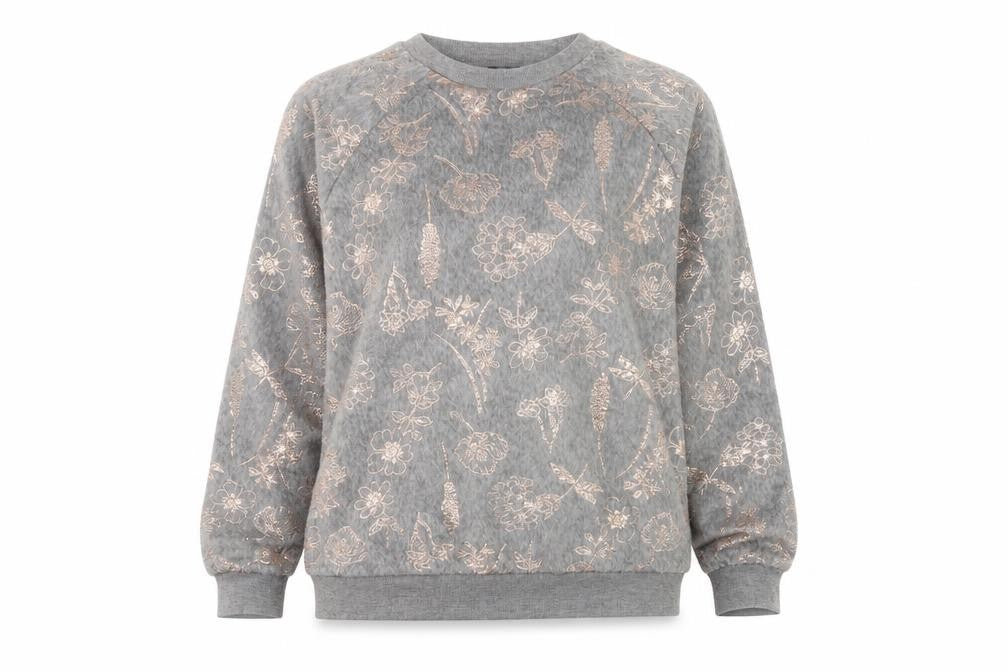 Front view of F&F women’s grey round neck polyester jumper, size S