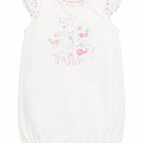Mothercare Girls White Floral Cotton Romper One-Piece Size 6-9 Months   - EVERY DAY IS A LOVELY DAY WITH YOU DADDY
