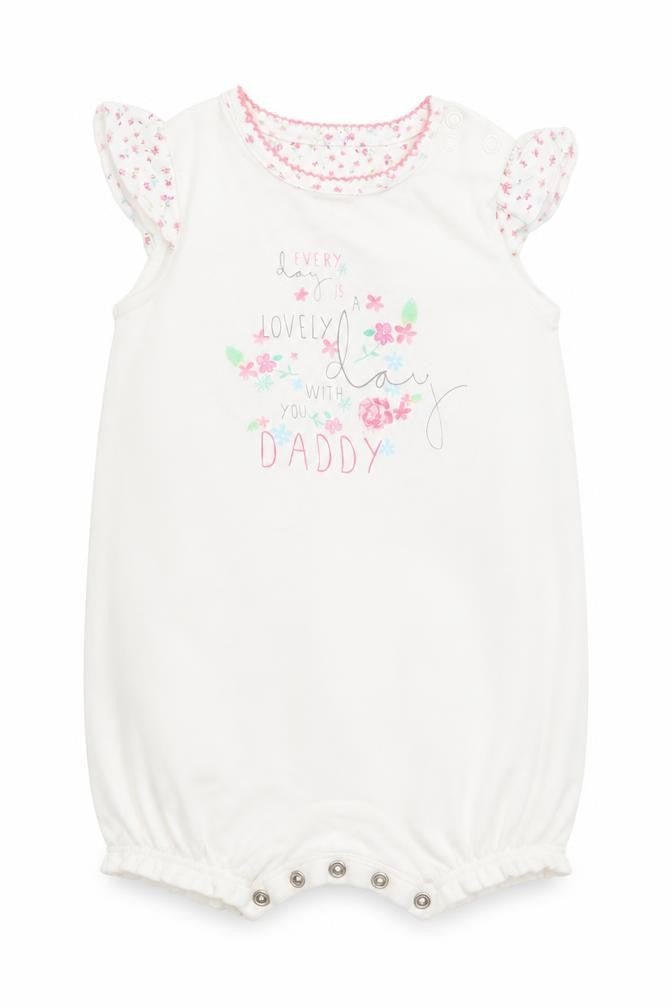 Mothercare Girls White Floral Cotton Romper One-Piece Size 6-9 Months   - EVERY DAY IS A LOVELY DAY WITH YOU DADDY