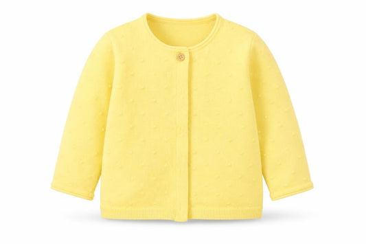 Front view of F&F Baby Yellow Overcoat Jacket, size 12-18, Months