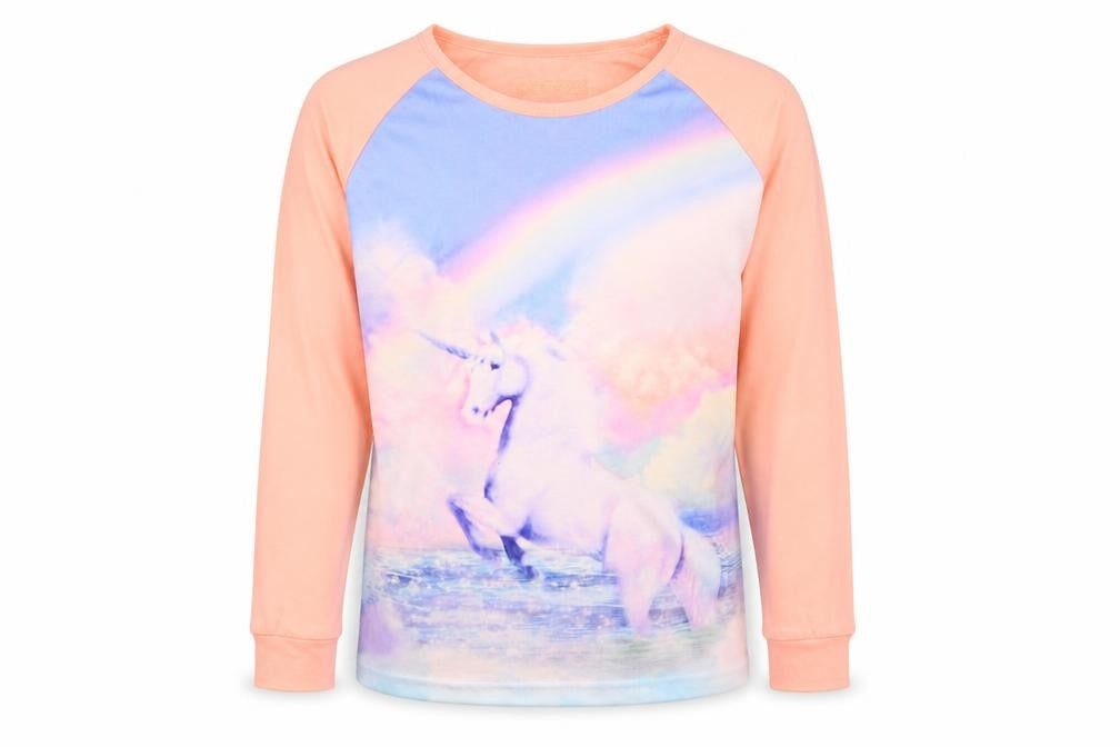 Front view of Marks & Spencer girls’ multicoloured solid polyester top pyjama top, size 12-13, years