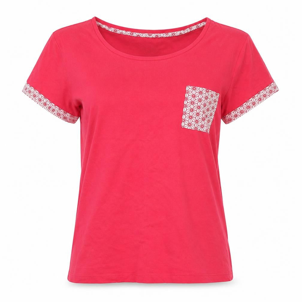 Front view of Primark women’s pink solid 100% cotton top pyjama top, size UK 10