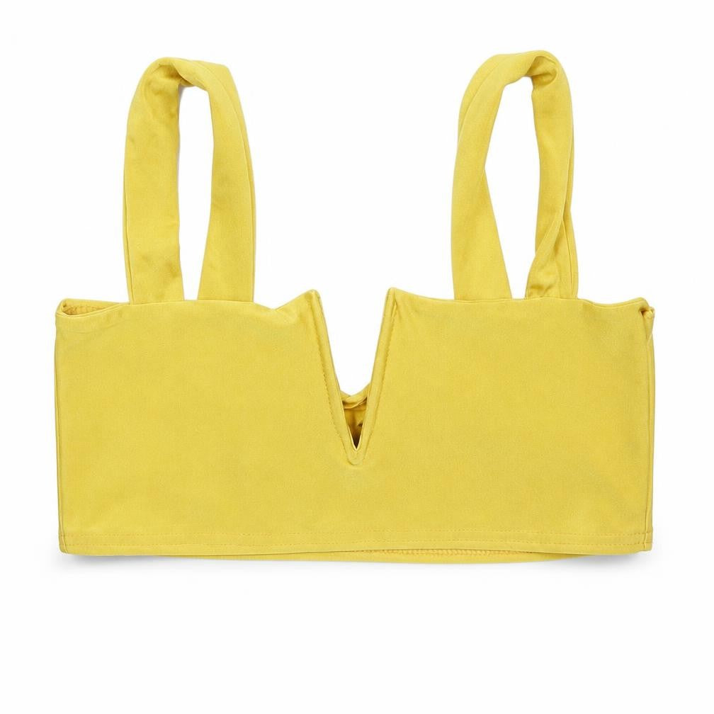 PRETTYLITTLETHING Womens Yellow  Polyester Basic Blouse Size 12 Square Neck