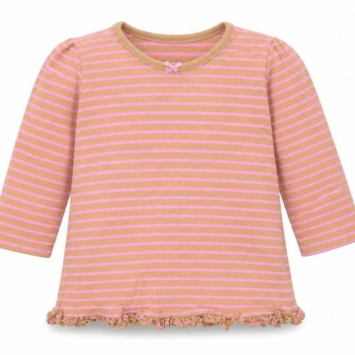 George Baby Green Striped Cotton Basic T-Shirt Size 9-12 Months Round Neck
